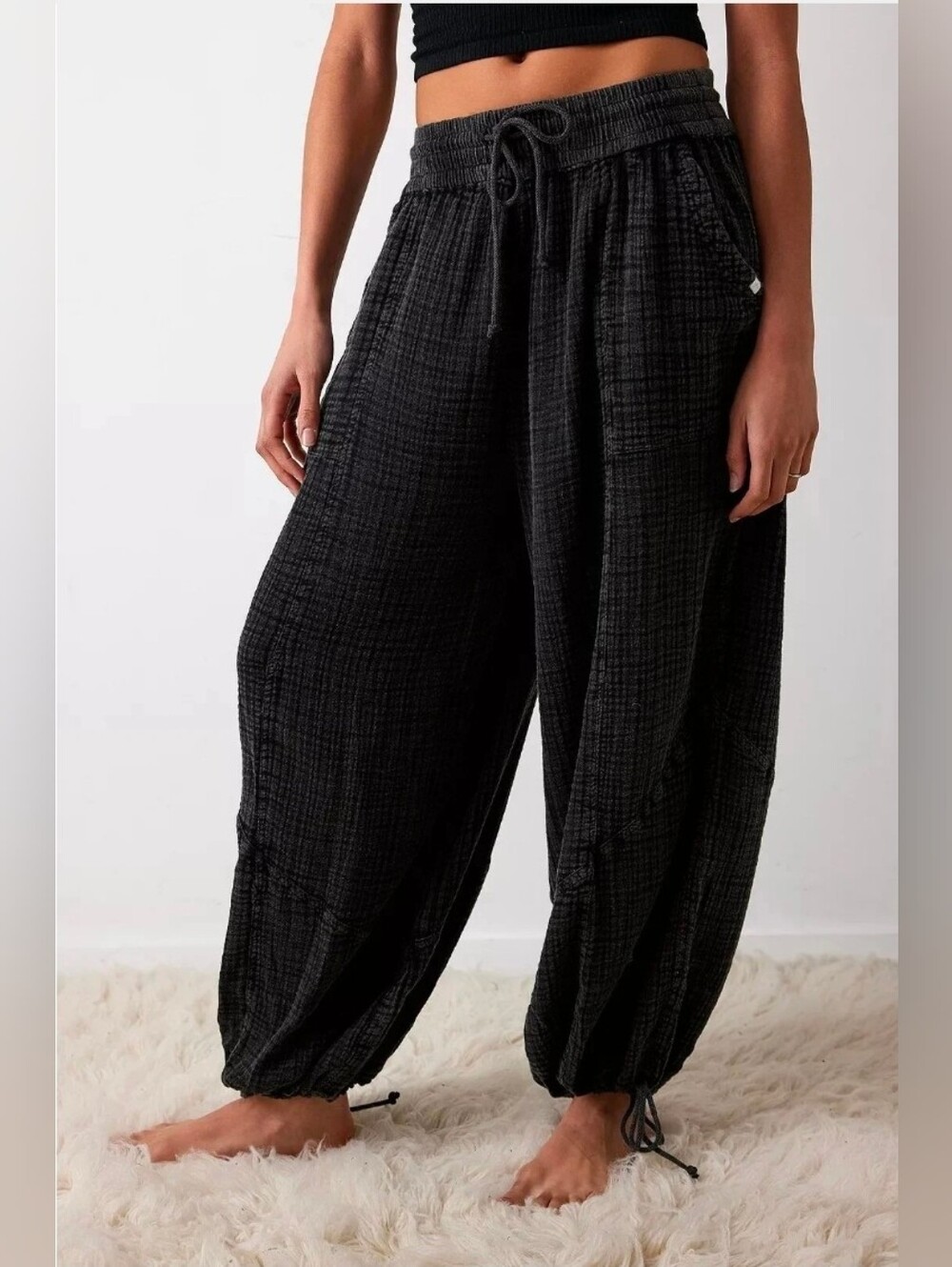 Out From Under Black Gauze Balloon Jogger Pants